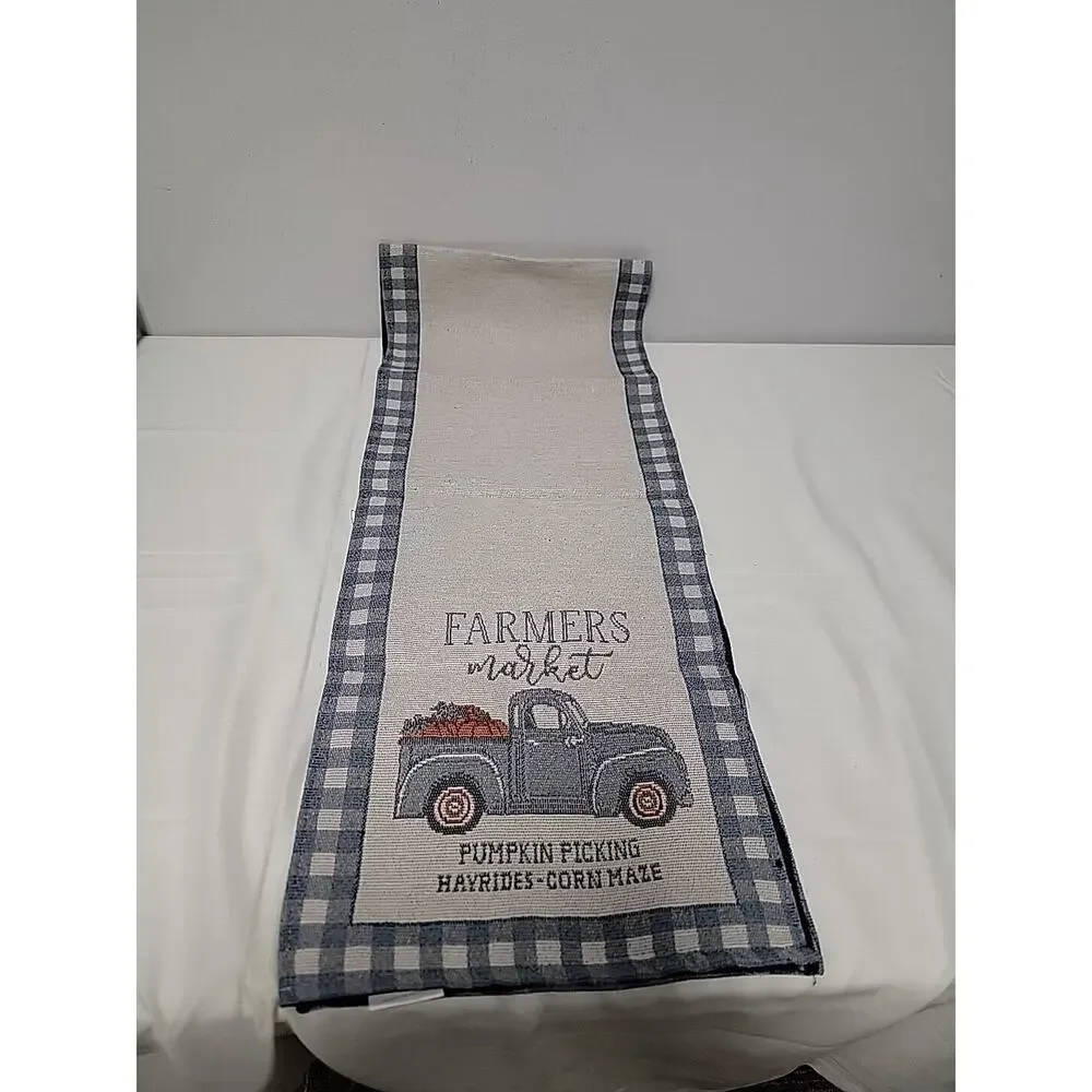 Farmers Market Pumpkin Picking Harvest Corn Maze Fall Table Runner 67